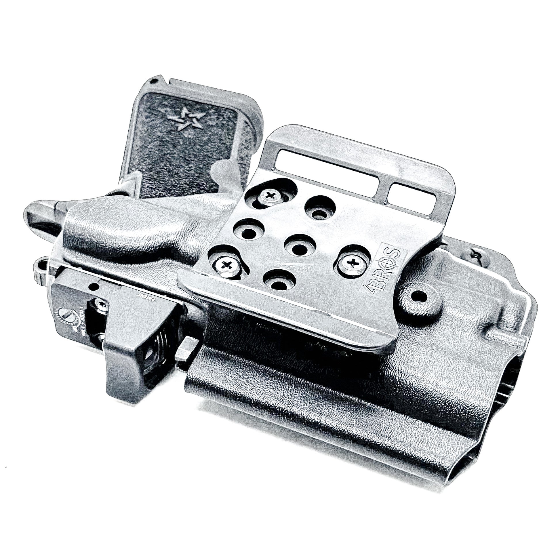 Black Outside Waistband OWB holster for the Staccato HD C3.6 and Strreamlight TLR-7 X with the 4Bros 1.5" Belt Slide.