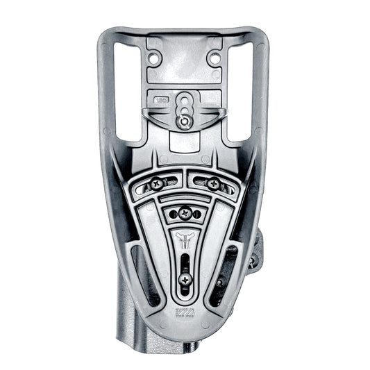 Precision-fit OWB outside the waistband duty & competition holster for the Staccato HD C4X shown in black with a Duty Drop Attachment.