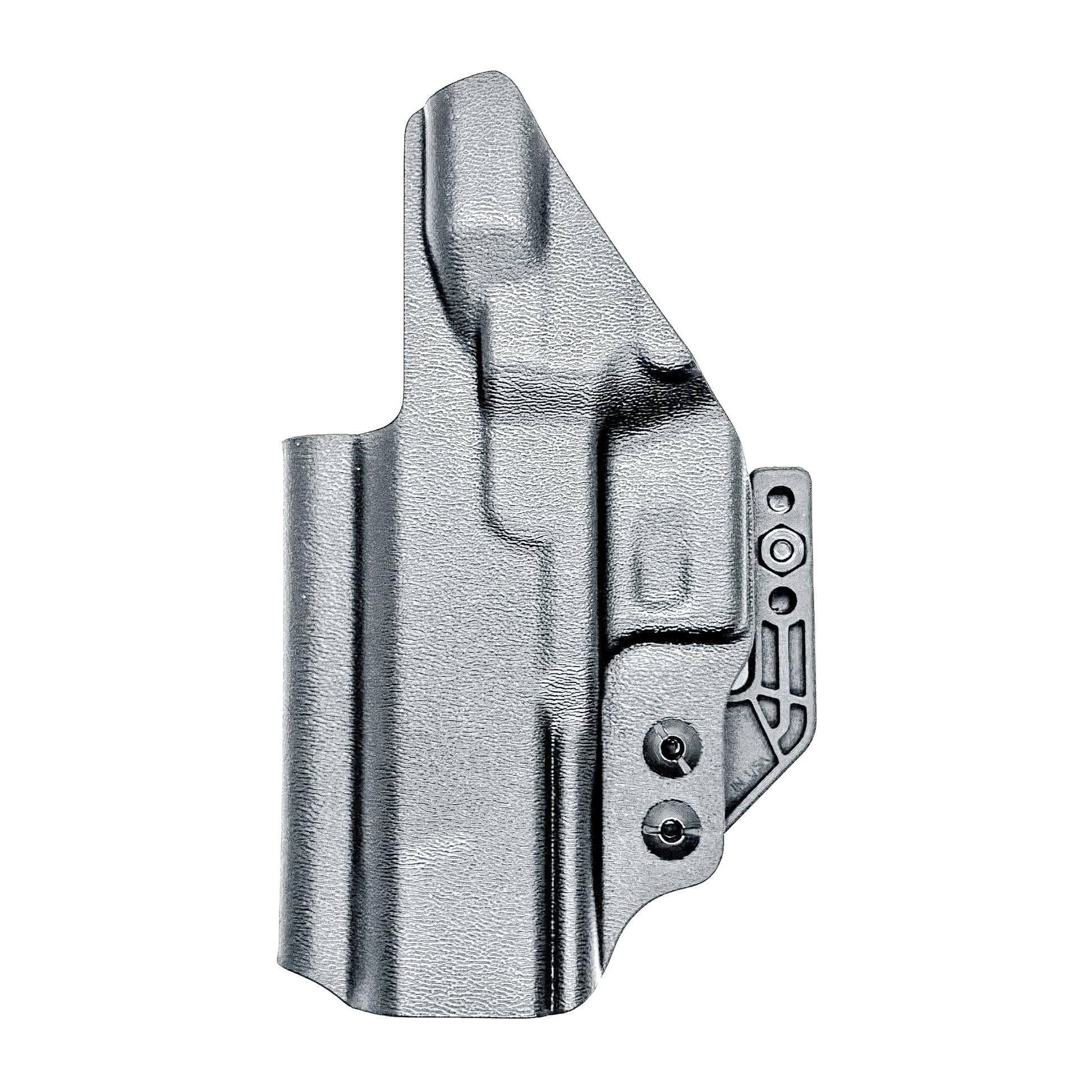 Black Precision-fit IWB inside the waistband holster for the Staccato HD C4X with a DCC Monoblock and a Modwing.