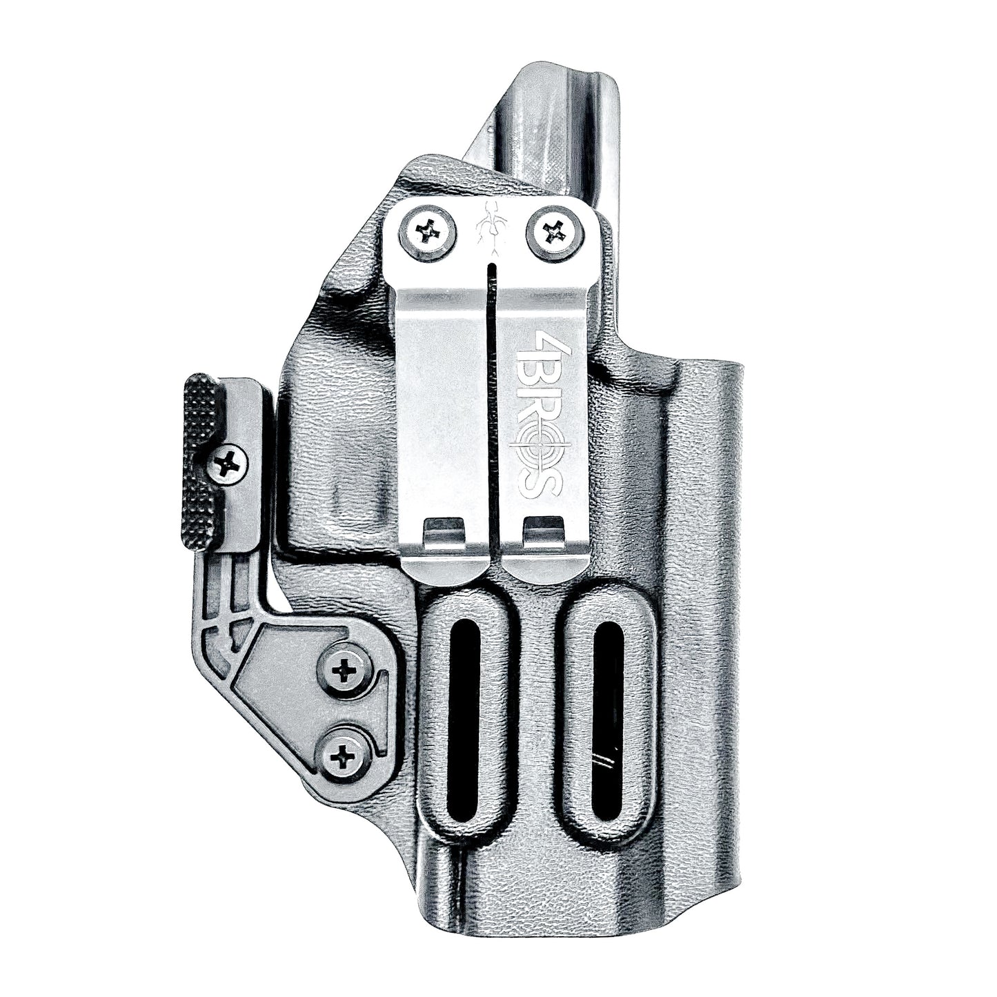 Black Precision-fit IWB inside the waistband holster for the Staccato HD C4X with a DCC Monoblock and a Modwing.