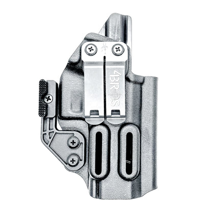 Black Precision-fit IWB inside the waistband holster for the Staccato HD C4X with a DCC Monoblock and a Modwing.