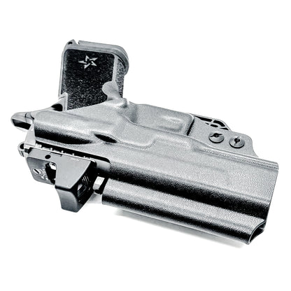 Black Precision-fit IWB inside the waistband holster for the Staccato HD C4X with a DCC Monoblock and a Modwing.