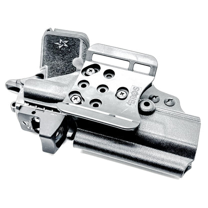 Precision-fit OWB outside the waistband holster for the Staccato HD C4X with 4BROS 1.5" Belt Slide in black.