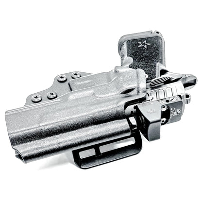 Precision-fit OWB outside the waistband holster for the Staccato HD C4X with 4BROS 1.5" Belt Slide in black.