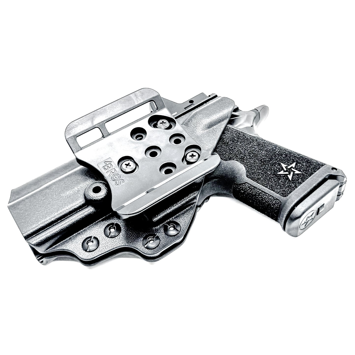 Precision-fit OWB outside the waistband holster for the Staccato HD C4X with 4BROS 1.5" Belt Slide in black.