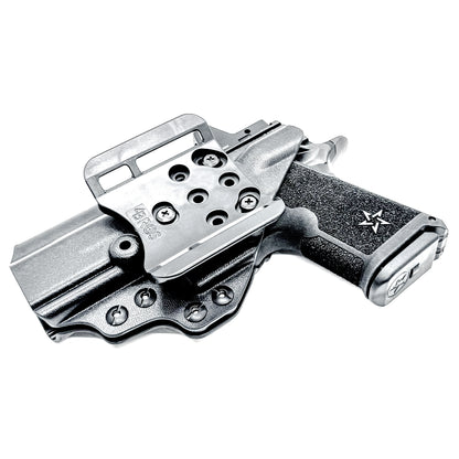 Precision-fit OWB outside the waistband holster for the Staccato HD C4X with 4BROS 1.5" Belt Slide in black.