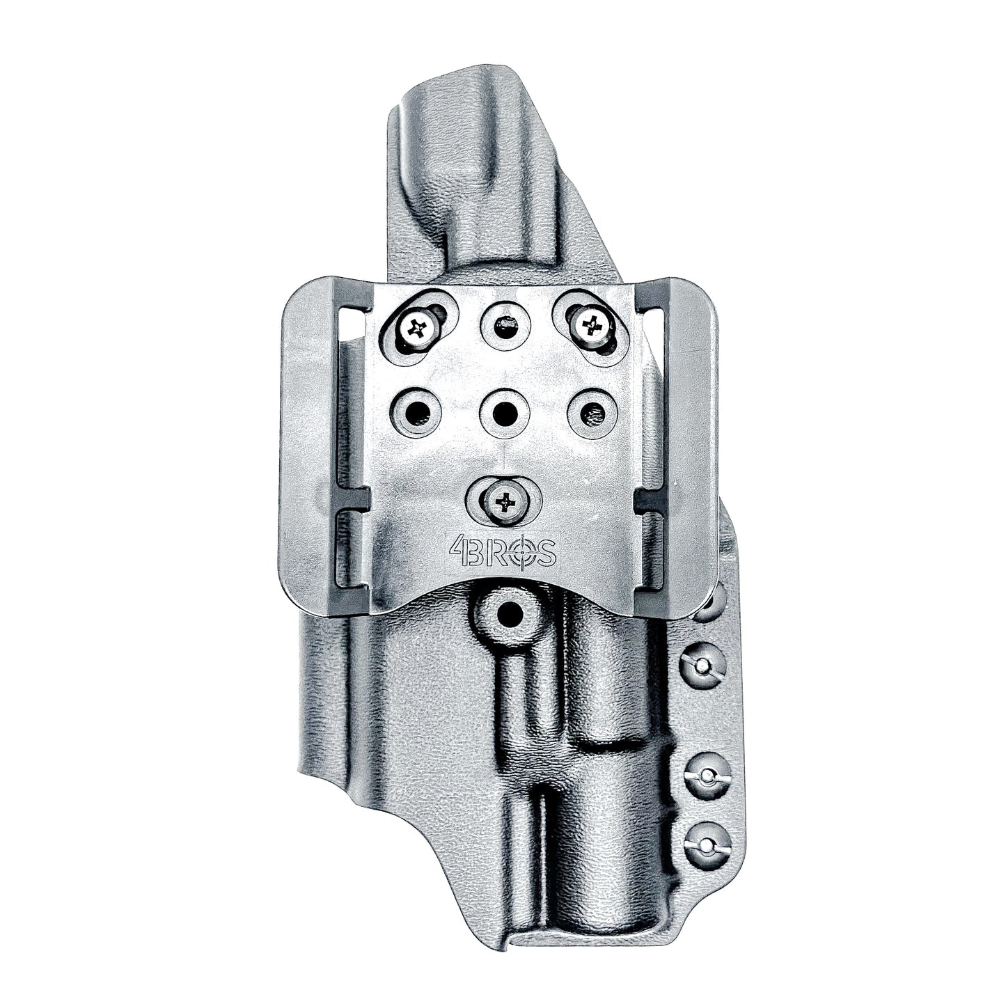 Precision-fit OWB Outside Waistband holster in black with a 4BROS 1.5" Belt Slide for the Staccato HD C4X and Surefire X300 from Four Brothers. Designed for comfort and concealment.  