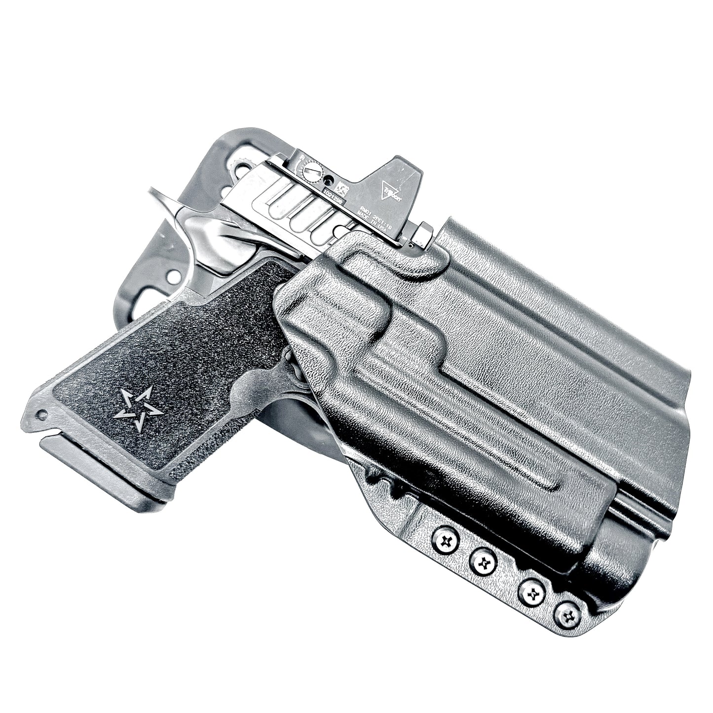 Light-Duty and Competition OWB holster for the Staccato HD C4X and Streamlight TLR-1 HL or TLR-1 HP for Outside Waistband range & competition use.