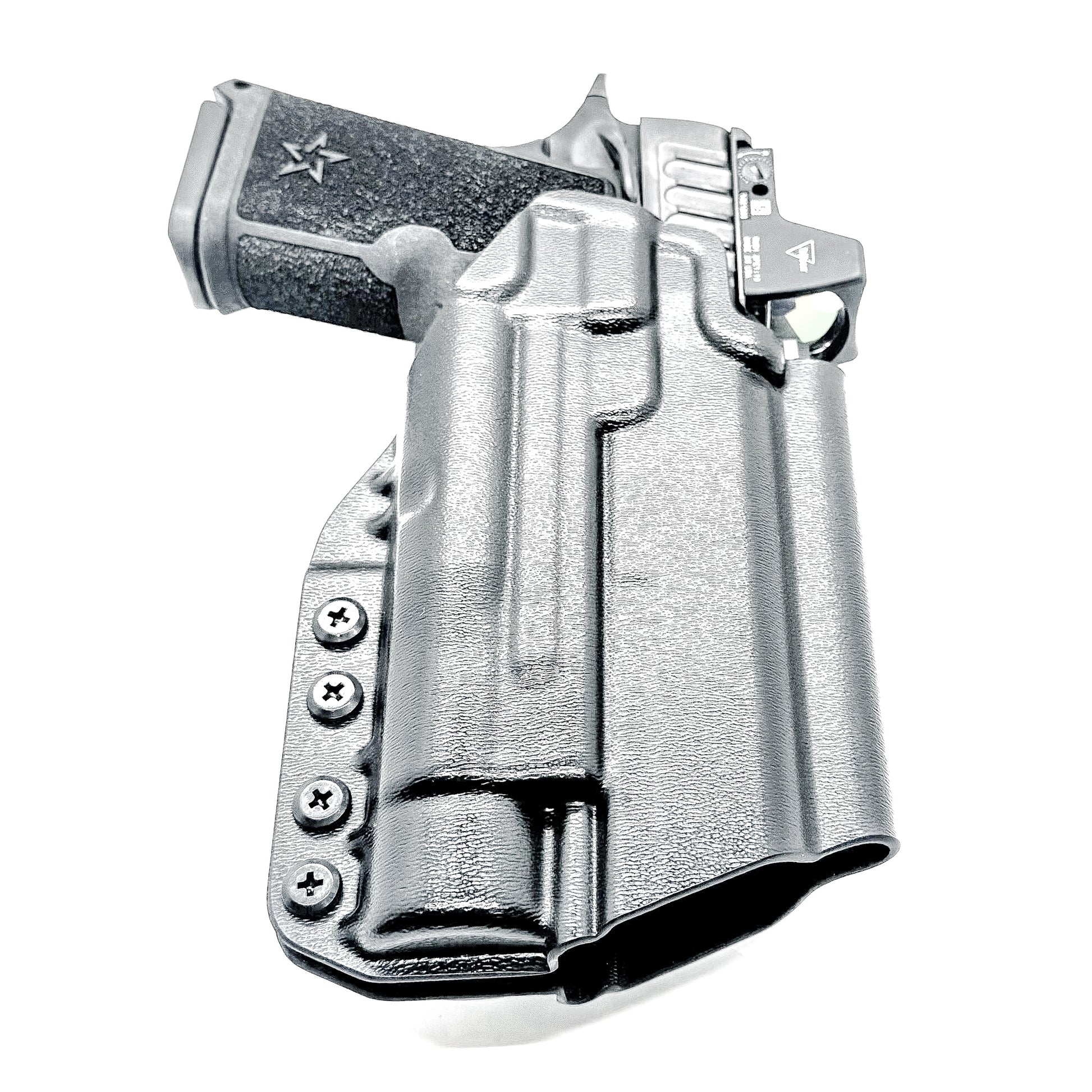 Light-Duty and Competition OWB holster for the Staccato HD C4X and Streamlight TLR-1 HL or TLR-1 HP for Outside Waistband range & competition use.