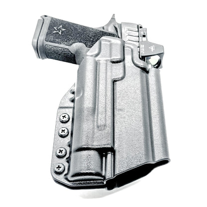 Light-Duty and Competition OWB holster for the Staccato HD C4X and Streamlight TLR-1 HL or TLR-1 HP for Outside Waistband range & competition use.