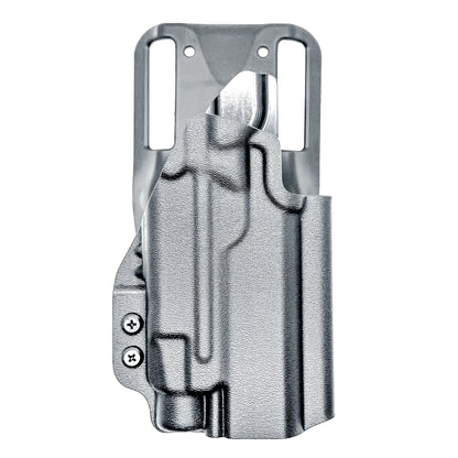 Black OWB outside the waistband duty & competition holster for the Staccato HD C4X and Streamlight TLR-7 HL-X with Duty Drop Belt Attachment.