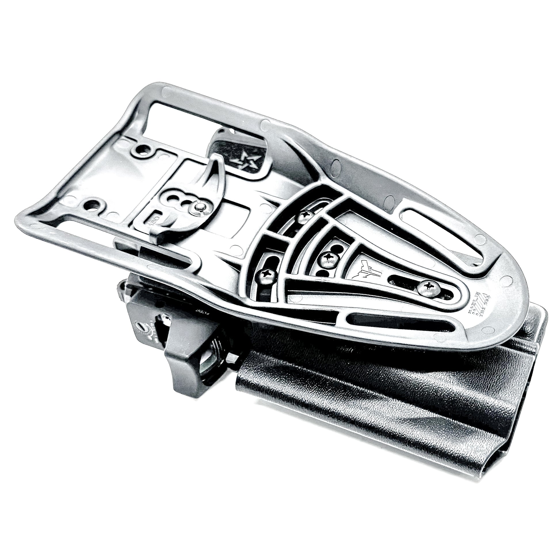 Black OWB outside the waistband duty & competition holster for the Staccato HD C4X and Streamlight TLR-7 HL-X with Duty Drop Belt Attachment.