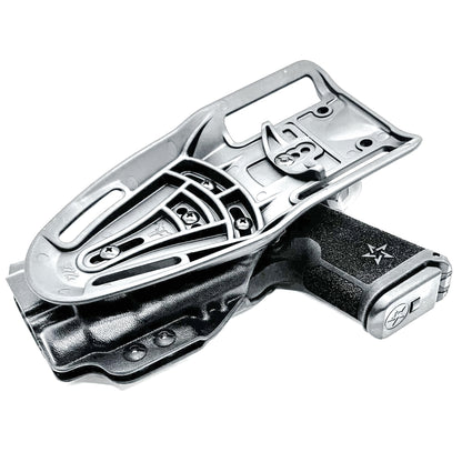 Black OWB outside the waistband duty & competition holster for the Staccato HD C4X and Streamlight TLR-7 HL-X with Duty Drop Belt Attachment.