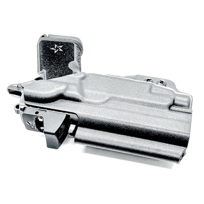 IWB inside the waistband holster for the Staccato HD C4X and Streamlight TLR-7 HL-X in black with a DCC Monoblock and a modwing.