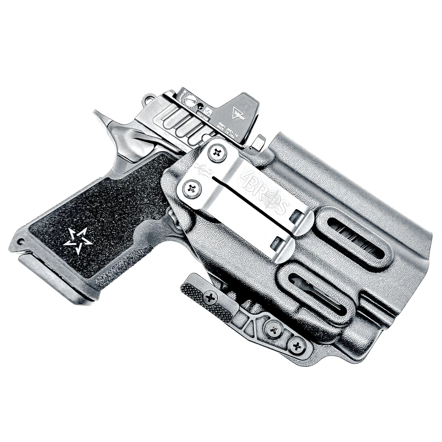 IWB inside the waistband holster for the Staccato HD C4X and Streamlight TLR-7 HL-X in black with a DCC Monoblock and a modwing.