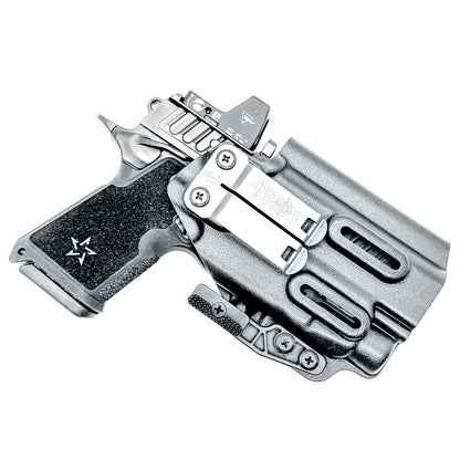 IWB inside the waistband holster for the Staccato HD C4X and Streamlight TLR-7 HL-X in black with a DCC Monoblock and a modwing.