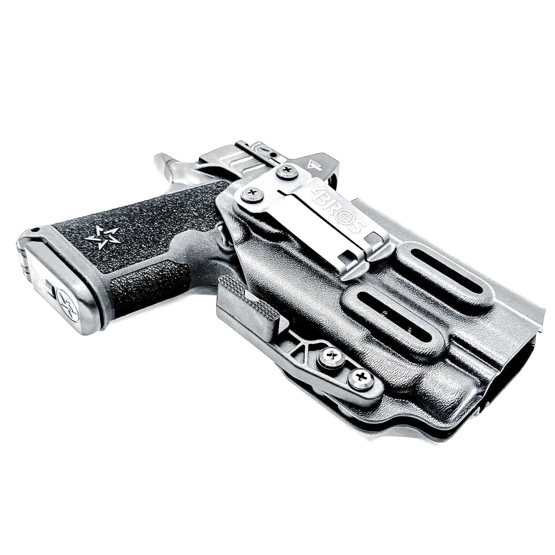 IWB inside the waistband holster for the Staccato HD C4X and Streamlight TLR-7 HL-X in black with a DCC Monoblock and a modwing.