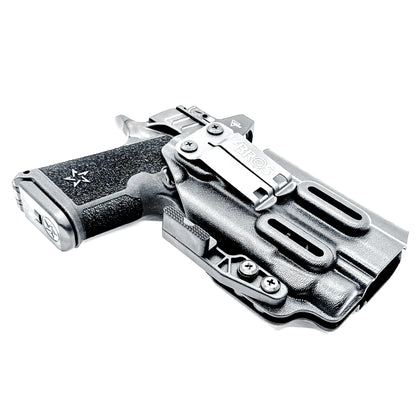 IWB inside the waistband holster for the Staccato HD C4X and Streamlight TLR-7 HL-X in black with a DCC Monoblock and a modwing.