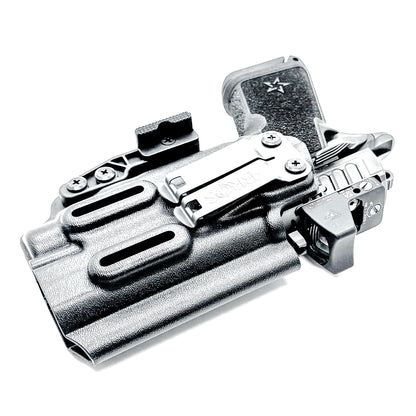 IWB inside the waistband holster for the Staccato HD C4X and Streamlight TLR-7 HL-X in black with a DCC Monoblock and a modwing.