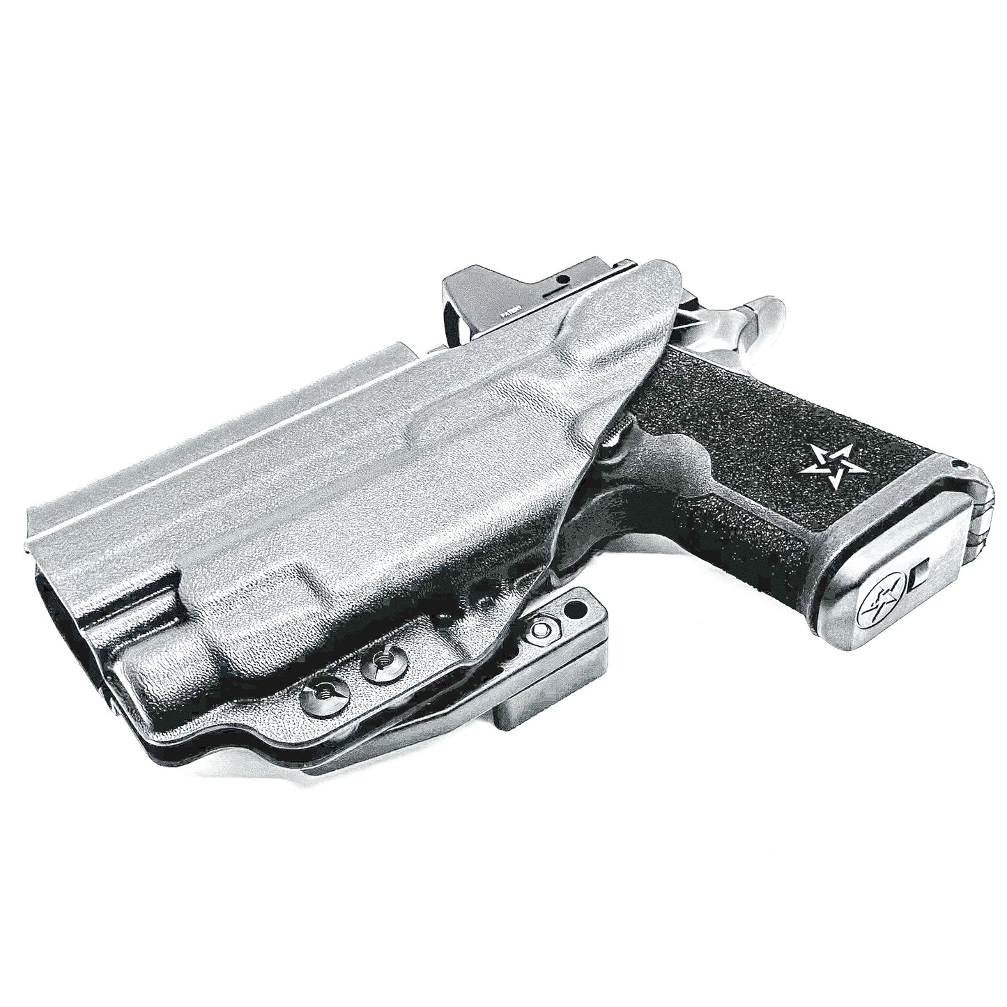 IWB inside the waistband holster for the Staccato HD C4X and Streamlight TLR-7 HL-X in black with a DCC Monoblock and a modwing.