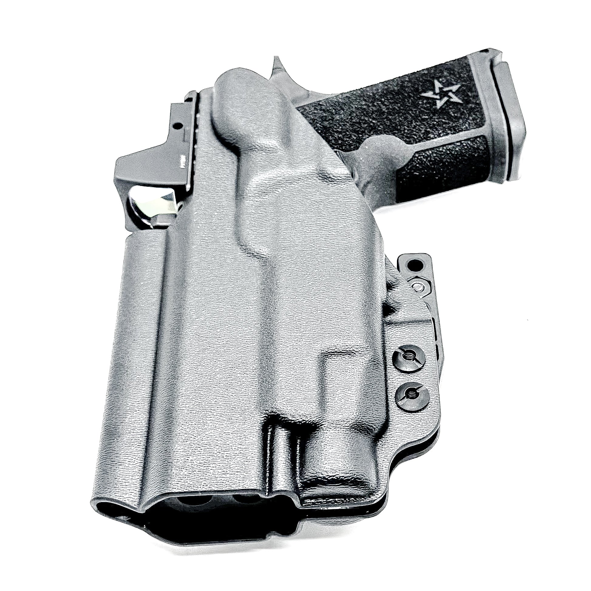 IWB inside the waistband holster for the Staccato HD C4X and Streamlight TLR-7 HL-X in black with a DCC Monoblock and a modwing.