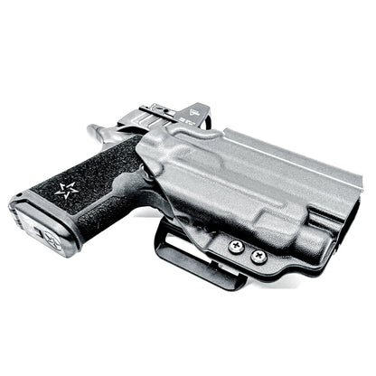 OWB Outside Waistband holster for the Staccato HD C4X and Streamlight TLR-7 HL-X in black with 4BROS 1.5" Belt Slide.