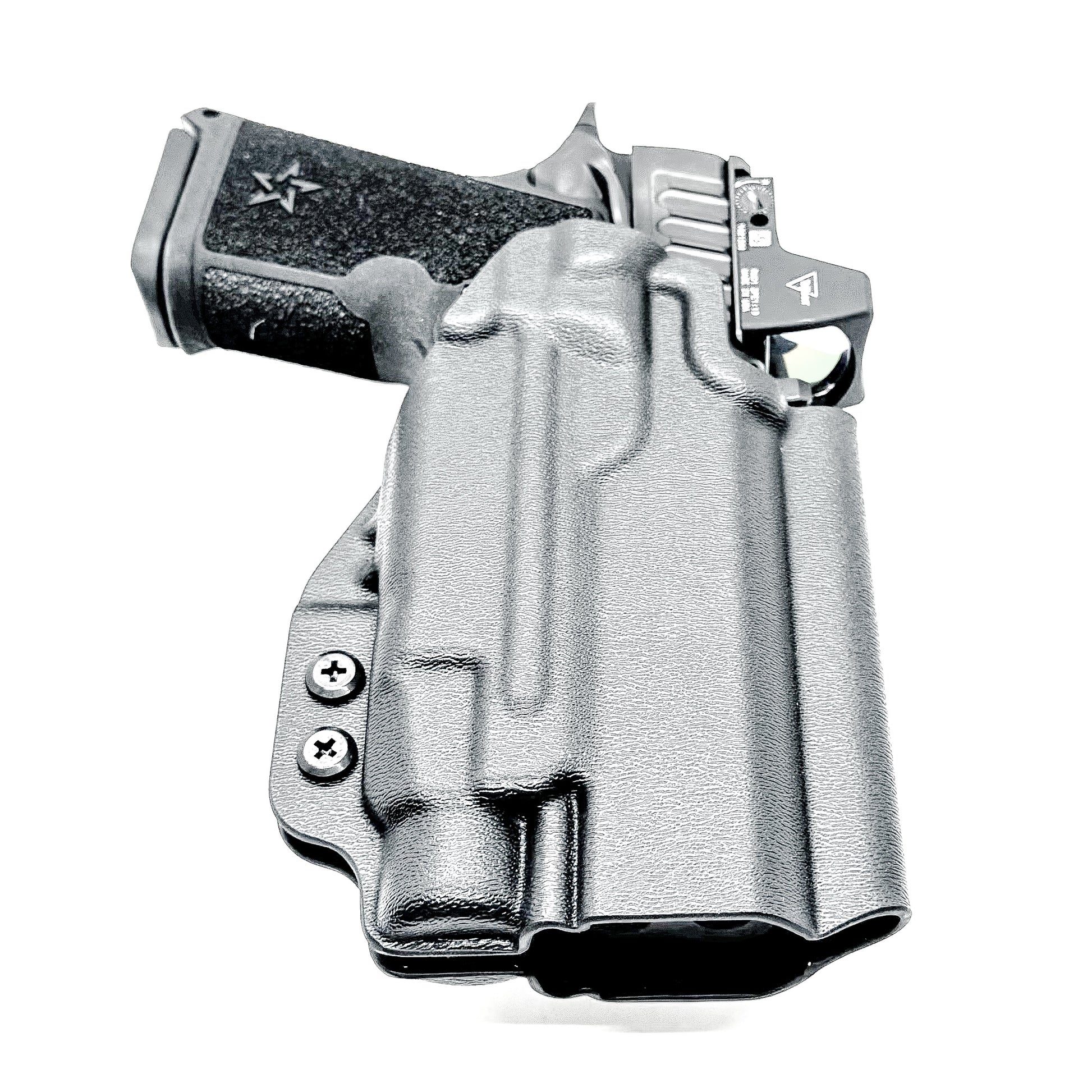 OWB Outside Waistband holster for the Staccato HD C4X and Streamlight TLR-7 HL-X in black with 4BROS 1.5" Belt Slide.
