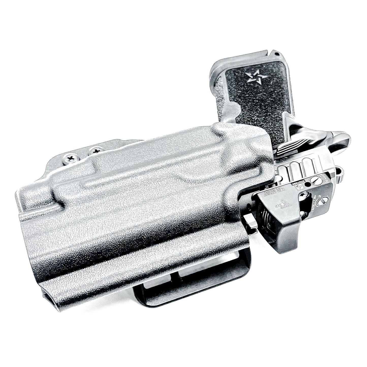 OWB Outside Waistband holster for the Staccato HD C4X and Streamlight TLR-7 HL-X in black with 4BROS 1.5" Belt Slide.