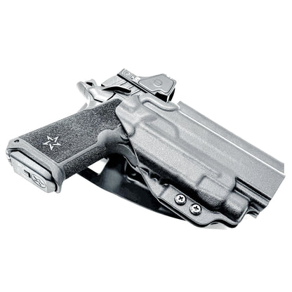 Precision-fit OWB outside the waistband duty & competition holster for the Staccato HD P4.5 and Streamlight TLR-7 HL-X from Four Brothers. Made in the USA. 