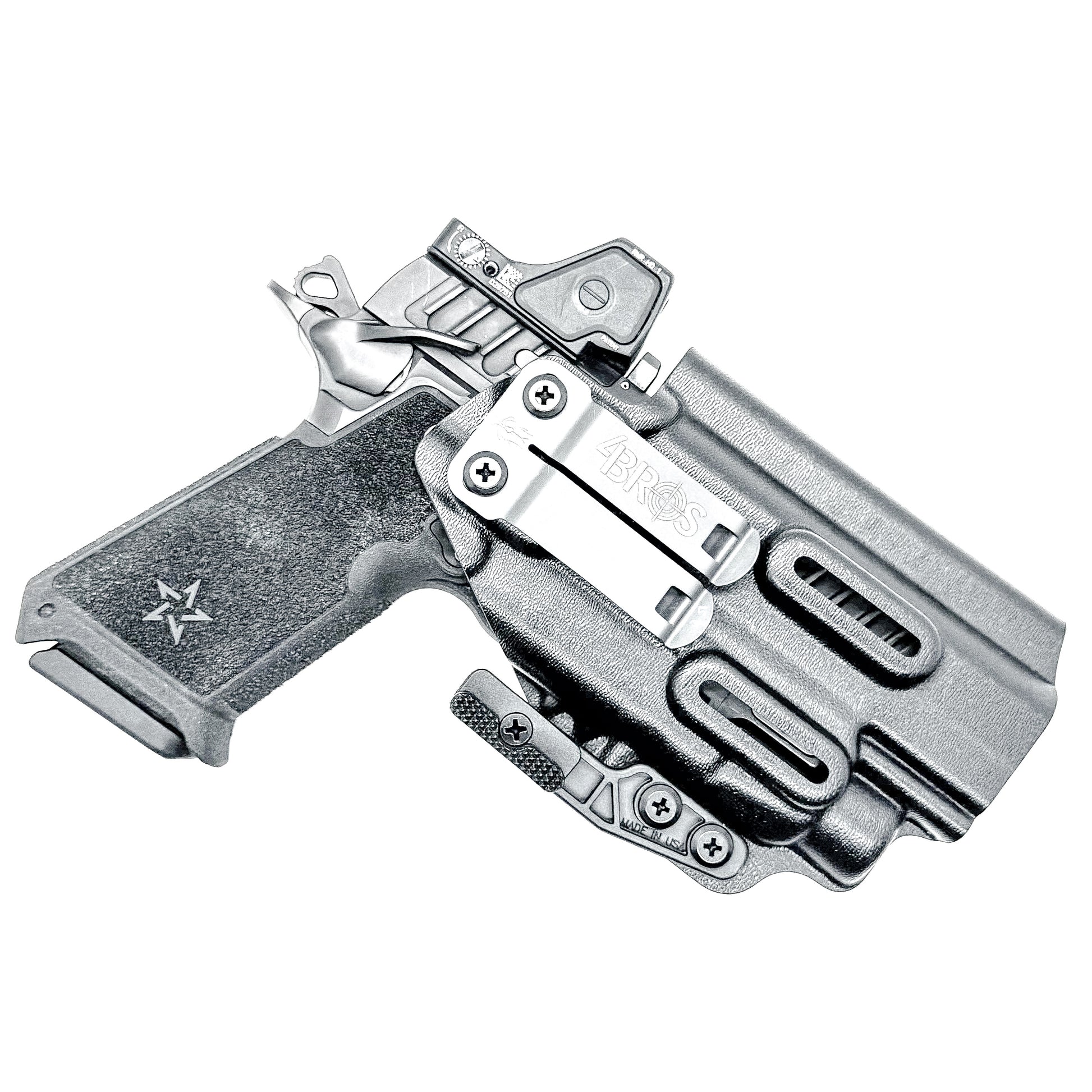 Precision-fit IWB inside the waistband holster for the Staccato HD P4.5 and Streamlight TLR-7 HL-X from Four Brothers. Designed for comfort and concealment.  