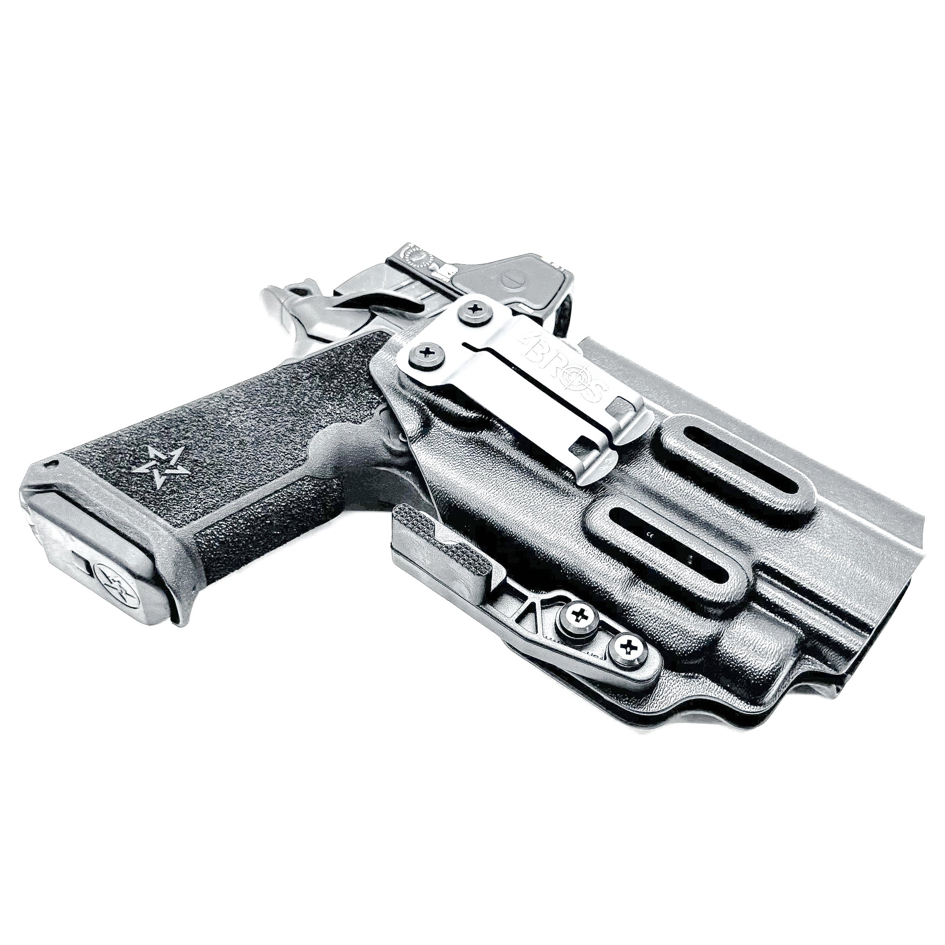 Precision-fit IWB inside the waistband holster for the Staccato HD P4.5 and Streamlight TLR-7 HL-X from Four Brothers. Designed for comfort and concealment.  