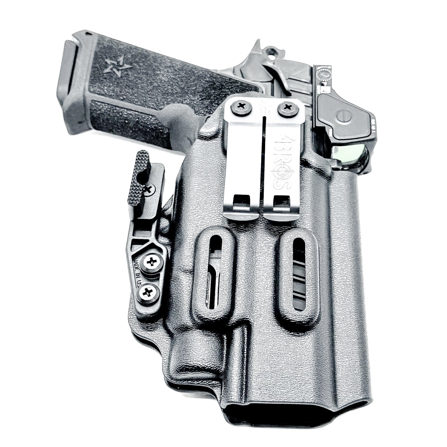 Precision-fit IWB inside the waistband holster for the Staccato HD P4.5 and Streamlight TLR-7 HL-X from Four Brothers. Designed for comfort and concealment.  