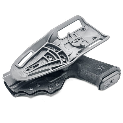 Precision-fit OWB outside the waistband duty & competition holster for the Staccato HD P4 from Four Brothers. Durable, secure, and made in the USA