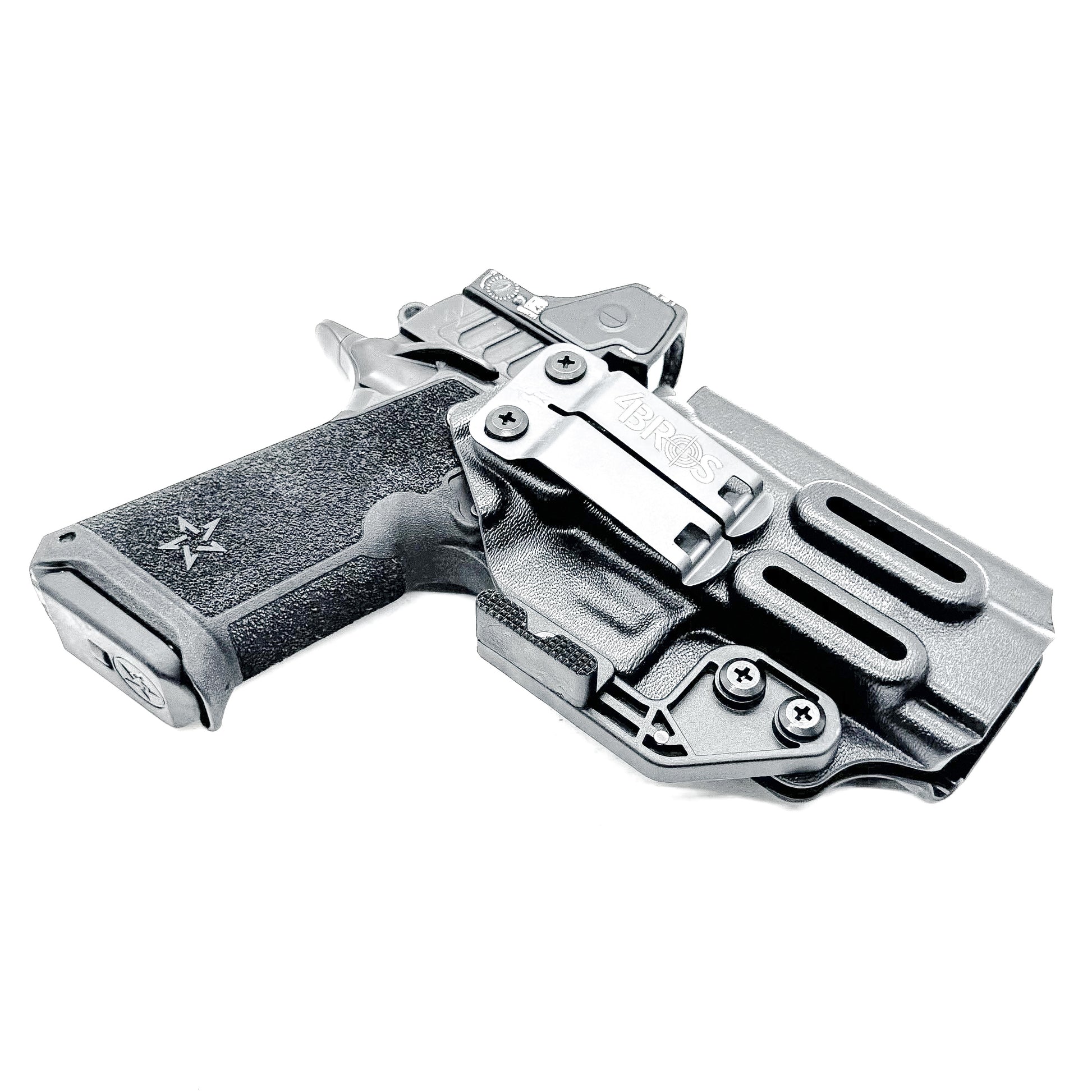 Precision-fit IWB inside the waistband holster for the Staccato HD P4 from Four Brothers. Slim, secure, and adjustable for optimal comfort and concealment.