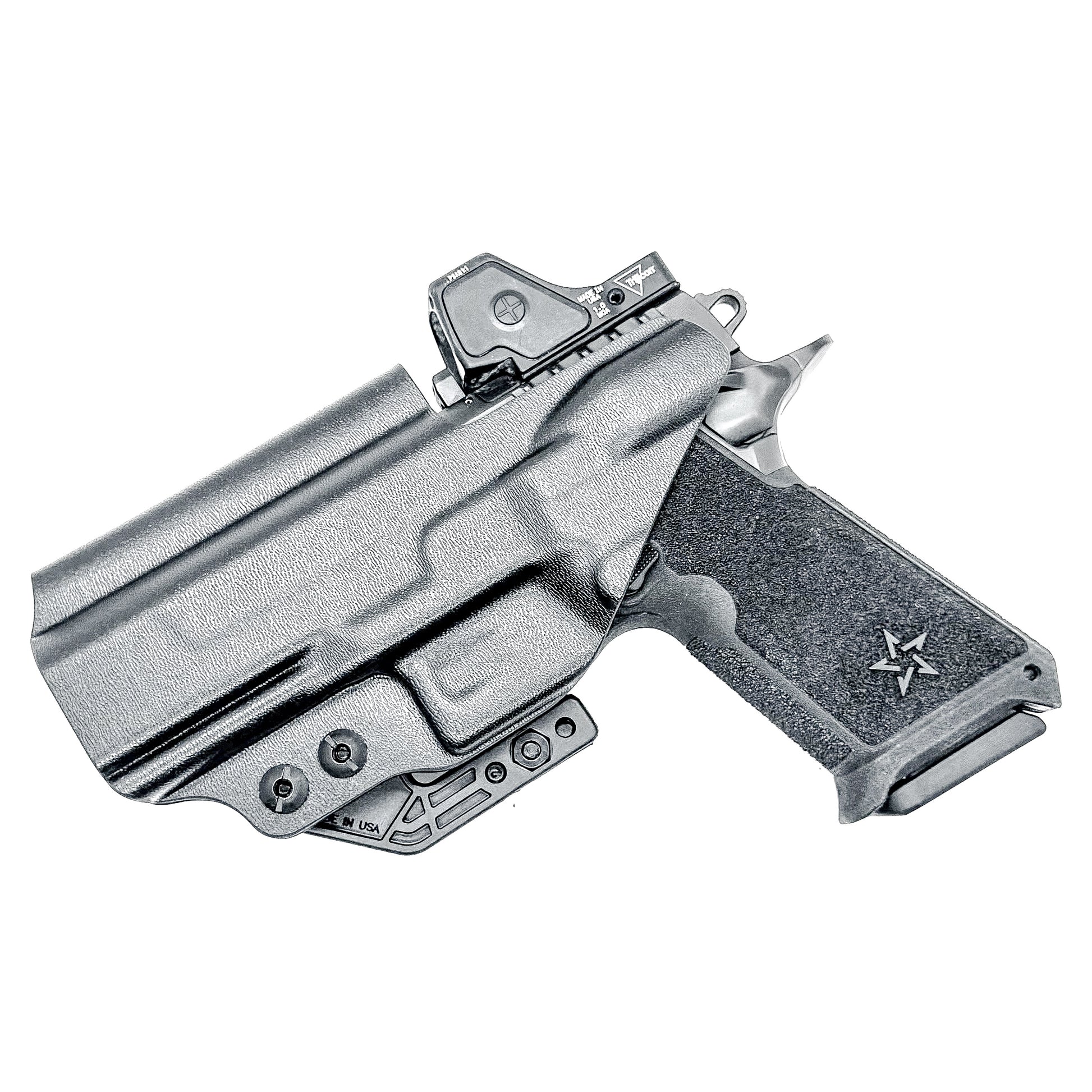 Precision-fit IWB inside the waistband holster for the Staccato HD P4 from Four Brothers. Slim, secure, and adjustable for optimal comfort and concealment.