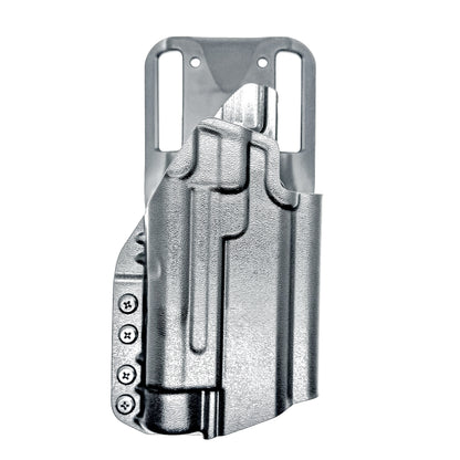 Black Light-Duty and Competition OWB holster for the Staccato HD P4 and Streamlight TLR-1 HL or TLR-1 HP with Duty Drop attachment.
