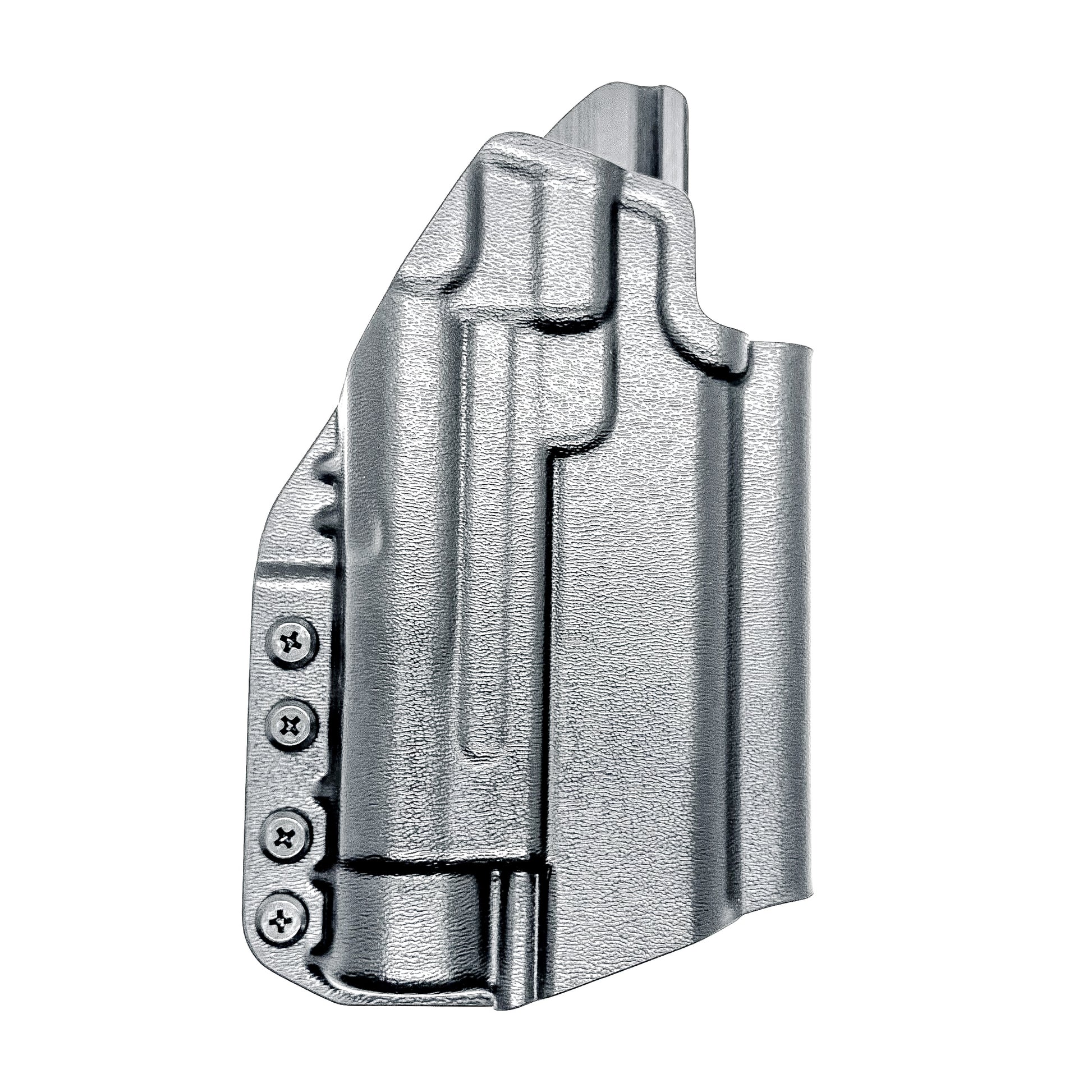 OWB holster for the Staccato HD P4 and Streamlight TLR-1 HL or TLR-1 HP  in black with a 4Bros 1.5" belt slide, made for Outside Waistband carry.  
