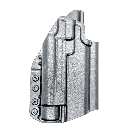 OWB holster for the Staccato HD P4 and Streamlight TLR-1 HL or TLR-1 HP  in black with a 4Bros 1.5" belt slide, made for Outside Waistband carry.  