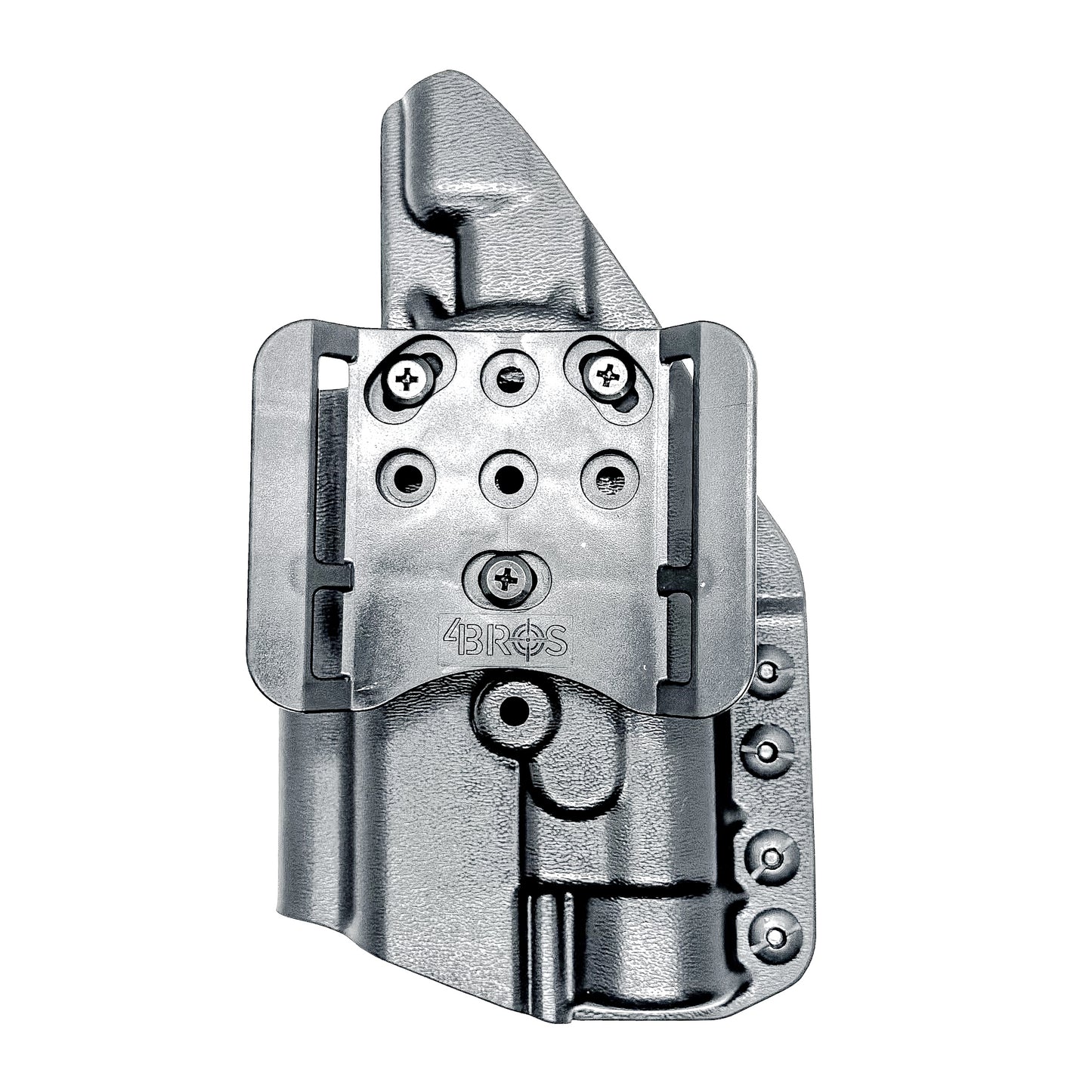 OWB holster for the Staccato HD P4 and Streamlight TLR-1 HL or TLR-1 HP  in black with a 4Bros 1.5" belt slide, made for Outside Waistband carry.  