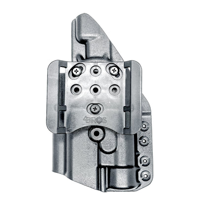 OWB holster for the Staccato HD P4 and Streamlight TLR-1 HL or TLR-1 HP  in black with a 4Bros 1.5" belt slide, made for Outside Waistband carry.  