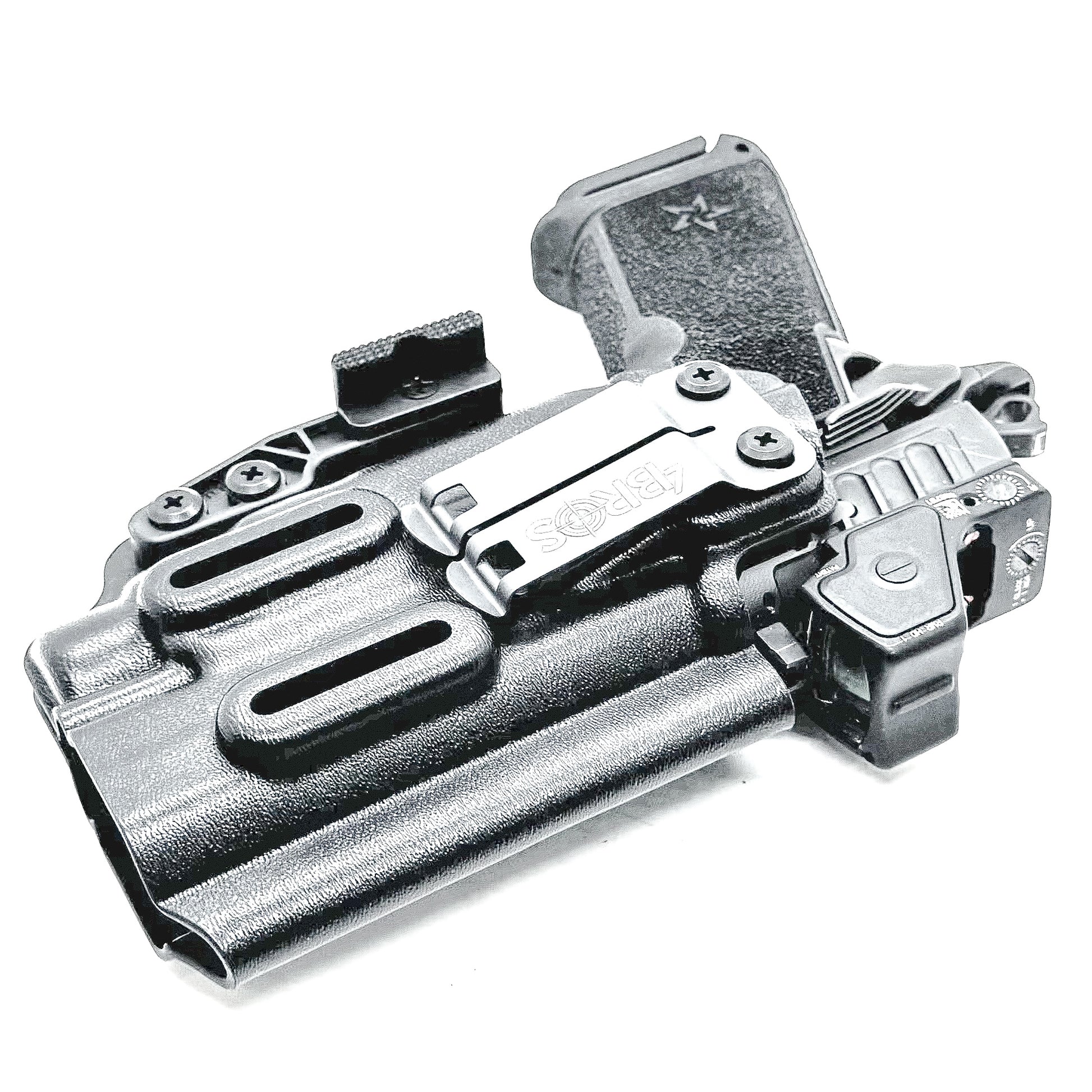 Precision-fit IWB inside the waistband holster for the Staccato HD P4 and Streamlight TLR-7 HL-X from Four Brothers. Designed for comfort and concealment.  
