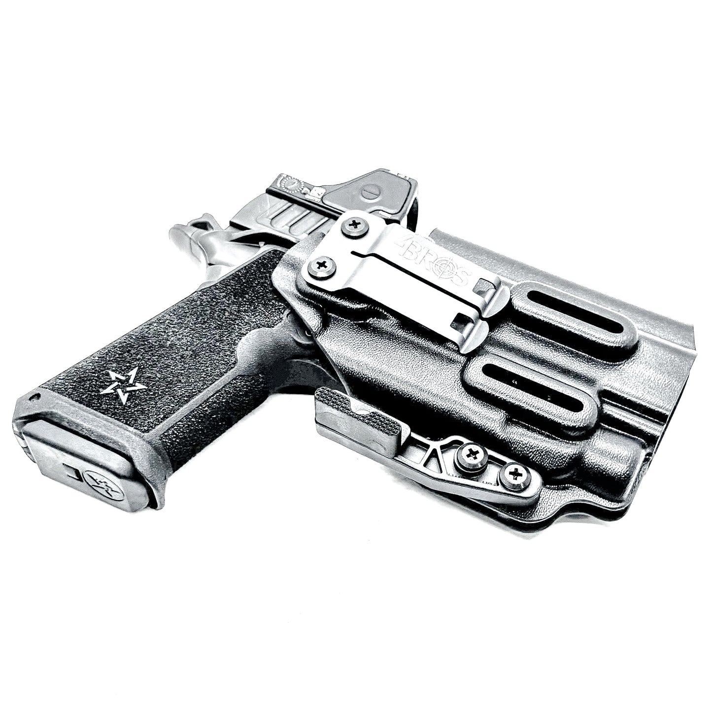 Precision-fit IWB inside the waistband holster for the Staccato HD P4 and Streamlight TLR-7 HL-X from Four Brothers. Designed for comfort and concealment.  