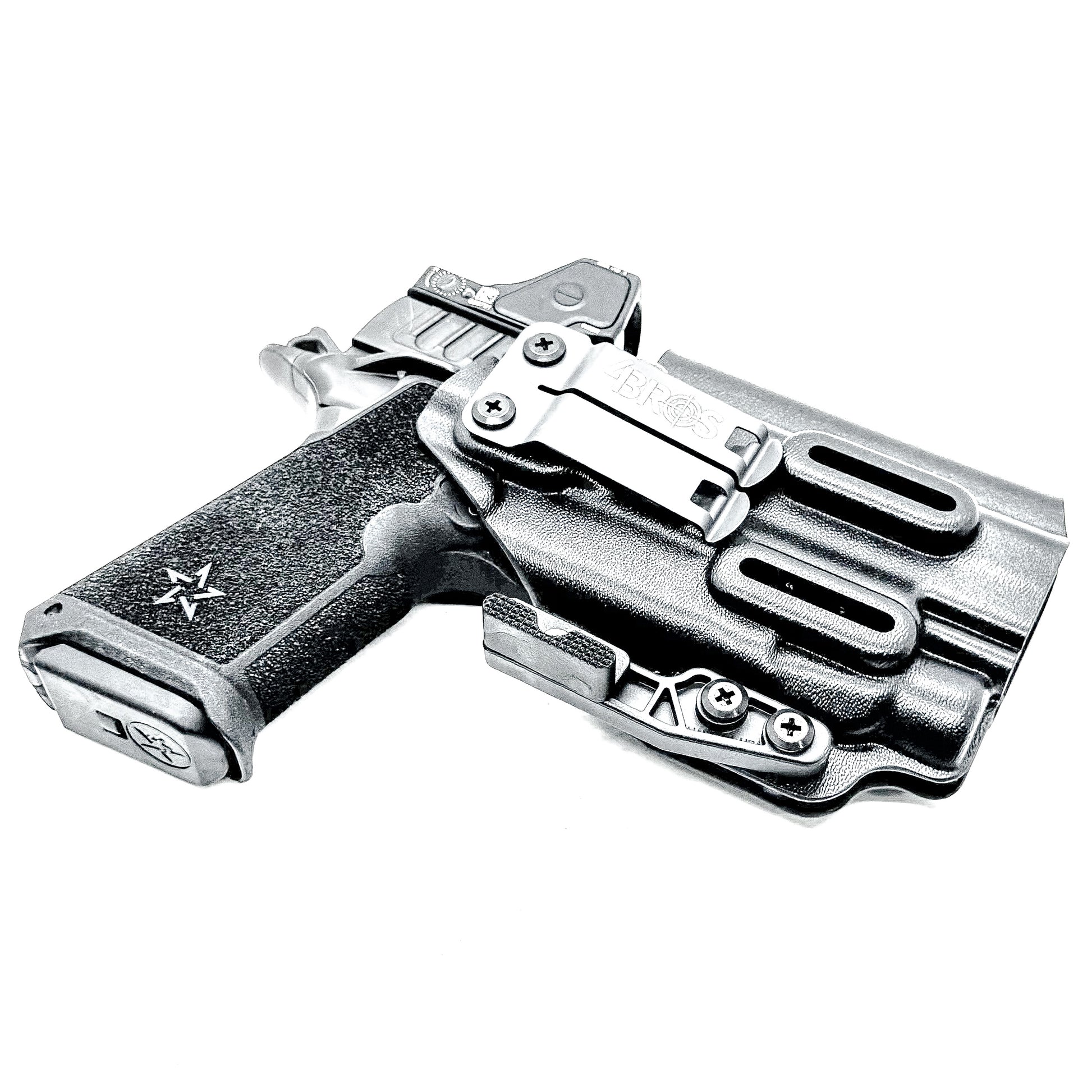 Precision-fit IWB inside the waistband holster for the Staccato HD P4 and Streamlight TLR-7 HL-X from Four Brothers. Designed for comfort and concealment.  