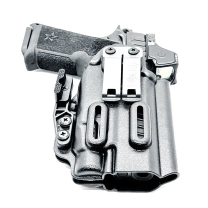 Precision-fit IWB inside the waistband holster for the Staccato HD P4 and Streamlight TLR-7 HL-X from Four Brothers. Designed for comfort and concealment.  