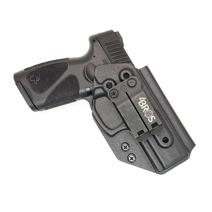 For the best, most comfortable,  IWB AIWB Kydex holster designed to fit the Taurus G3 pistol, shop Four Brothers Holsters. Made from high-quality kydex with adjustable retention and smooth edges for comfort. Proudly manufactured in the USA. Left and Right hand models are available with short lead times.