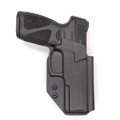 For the best, most comfortable, OWB, Kydex Outside Waistband Holster Designed to fit the Taurus G3 pistol, shop Four Brothers 4BROS holsters. Adjustable retention, high sweat guard, smooth edges, and minimal material for improved comfort and concealment. Made in the USA 