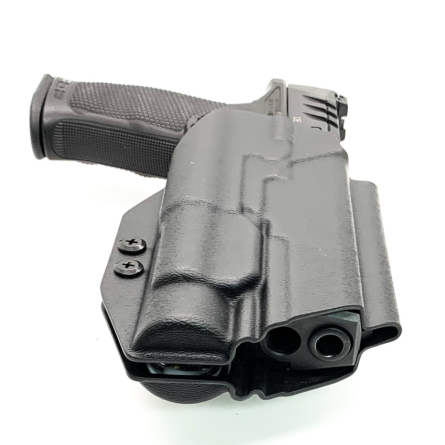 For the best Outside Waistband Taco Style Holster designed to fit the Walther PDP 4" or 4.5" Full-Size pistol with the Streamlight TLR-1 or TLR-1HL installed on the firearm, shop Four Brothers Holsters. Cut for red dot sight, full sweat guard, adjustable retention & open muzzle for threaded barrels & compensators. 