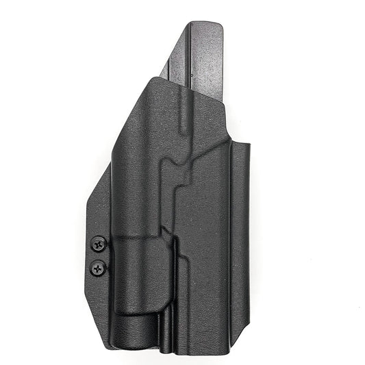 For the best Outside Waistband Taco Style Holster designed to fit the Walther PDP 4.5", 5", & 5.1" Full-Size pistol with the Streamlight TLR-1 or TLR-1HL installed on the gun, shop Four Brothers Holsters. Cut for red dot sight, full sweat guard, adjustable retention & open muzzle for threaded barrels & compensators. 