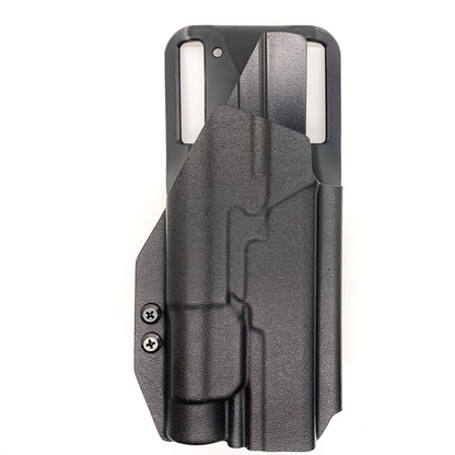 For the best Outside Waistband Duty & Competition Kydex Holster designed to fit the Walther PDP  5" Full-Size or PDP Pro SD 5.1" pistol with the Streamlight TLR-1HL or TLR-1, shop Four Brothers Holsters. Cut for red dot sights, full sweat guard, adjustable retention & open muzzle for threaded barrels & compensators. 