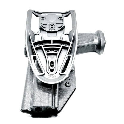 Walther Pro-X / PDP Pro-X PMM 4.6" Duty & Competition OWB Holster. Red dot ready, PMM compensator fit, Blade-Tech drop offset, .093" thermoplastic, Made in USA.